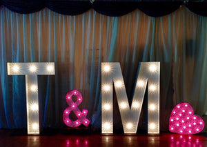 5ft Initials light up letters with colours for Marquee  Wedding