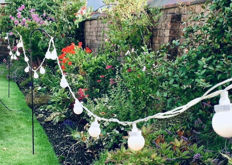 Shepherds hooks with Festoon Lighting 