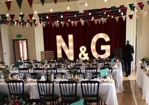 5ft Initials light up letters for Village Hall  Wedding