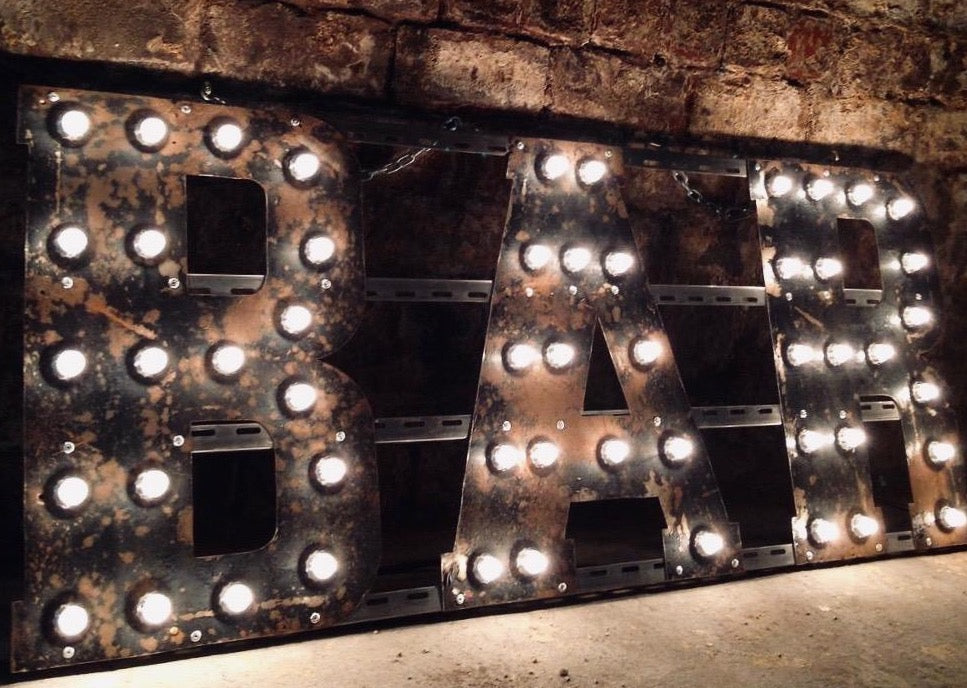 Industrial style Bar Sign for hire
