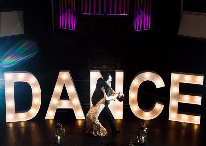 5ft DANCE light up letters for Stage area at  Wedding