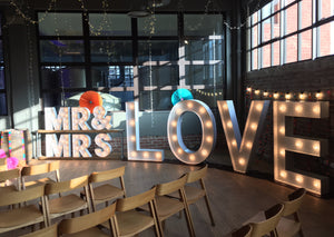 5ft MR&MRS Light Up Letters with SURNAME for Weddings