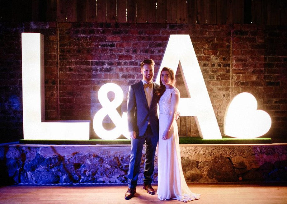 5ft Initials light up letters for Barn Wedding